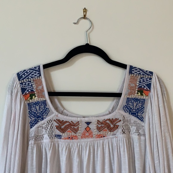 Free People Size M (US) Hand Embroidered Lace and Stretch Jersey Blouse - Picture 3 of 14